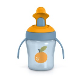 Suavinex, Learning Cup, Learn-Proof Cup with Drinking Spout and Ergonomic Handles, +6 Months, 200 ml, Blue