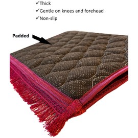 Prayer Rug Muslim Prayer Mat Islamic - Very Thick Prayer Rug Sajadah for Men Women with Islam Prayer Beads for Eid Travel Ramadan, Soft and Luxury (RED)