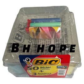 BIC Mini Classic Lighters Assorted Colors, 50 plus 3 Bonus. Mini Size. NEW