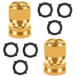 FRQNTKPA Garden Water Pipe Quick Connect, No-Leak 3/4 Inch GHT Thread Fitting Water Hose Female Adapter, Heavy-Duty Rust Resistant Brass Water Pipe Connector, Easy to Use (2 Female Connect ）