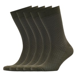 VRD SOCKS Men’s Dress Socks, Mid Calf Socks for Men, Honeycomb Design, Crew Socks for Men Shoe Size 8-13 (Green Khaki, 5-Pairs)