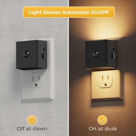 L LOHAS LED Motion Sensor Night Light,[2-Pack] Plug in Night Light with Dusk to Dawn Sensor,Brightness Adjustable,3000K Soft White Nightlight for Bathroom Hallway Kitchen