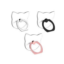 LENOUP Transparent Cat Cell Phone Ring Holder, Clear Cat Cell Phone Ring Grip Kickstand, 360° Rotation Clear Ring Finger Grip Stand for Phone