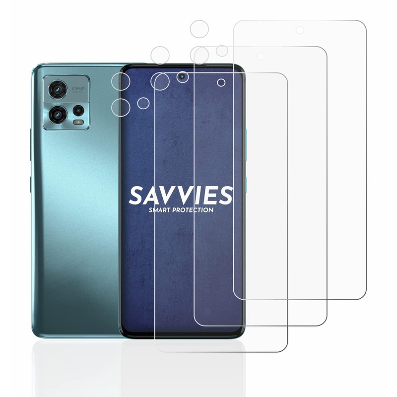 Savvies Screen Protectors for Motorola Moto G72 (Display + Camera)