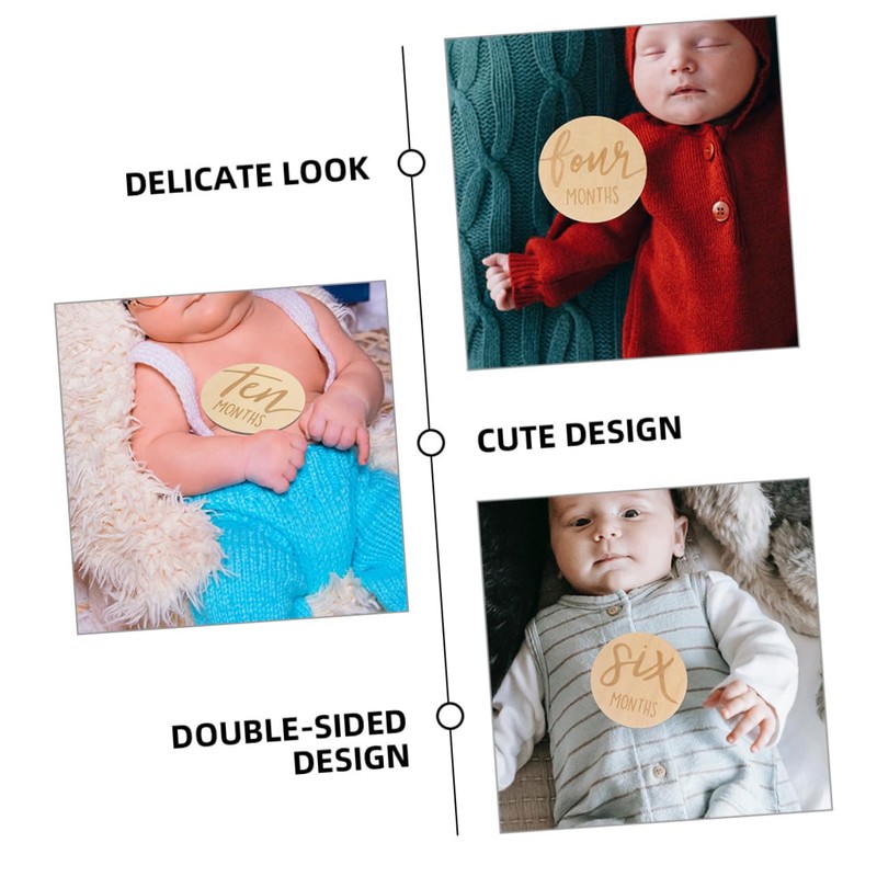 Kisangel 12 pcs Double Sided Round Monthly Milestone Markers Growth