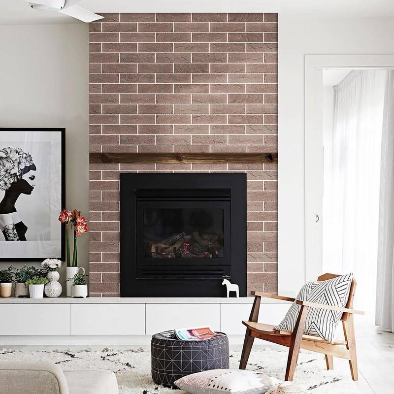 TORURAL 60 Red/Brown Thin Brick Wall Tiles, Clay Manufactured Faux