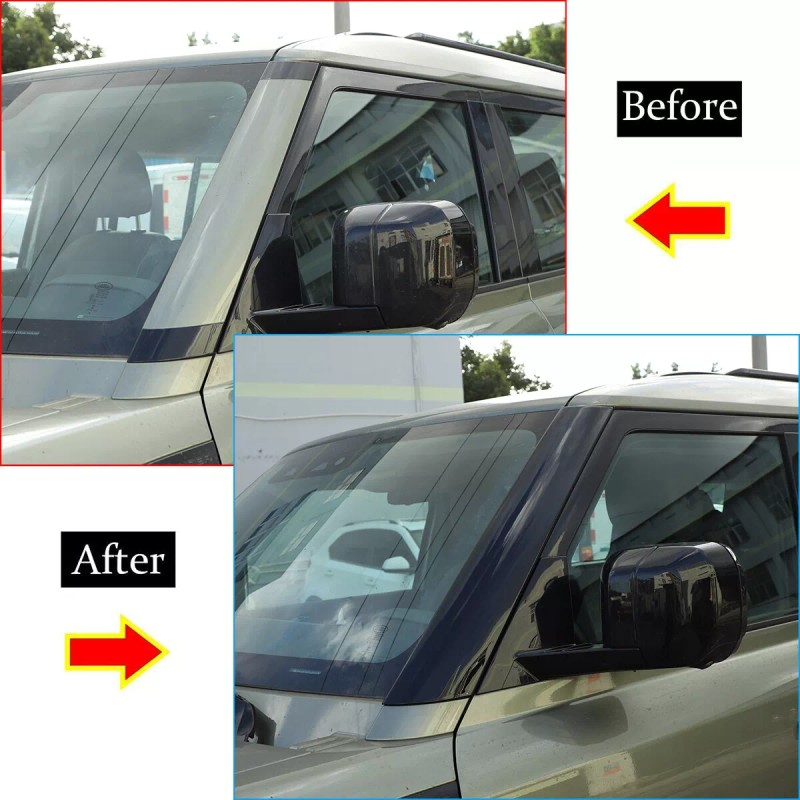 car-attention For Land Rover Defender 20-23 Glossy Black Windshield A-pillar