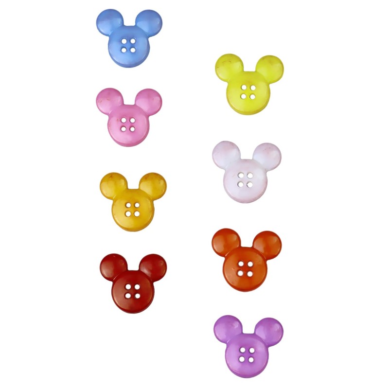 100 Pcs Mouse Head Ear Button Themed Sewing Buttons with