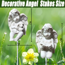 MUAMAX 2 Pcs Decorative Angel Garden Stakes,Little Angel Statues,Resin Flower Pot Decoration Mini Angel Plant Stake,Praying Angel Figurines,Small Cherub Angel Memorial Statue Angel Figurines Decor