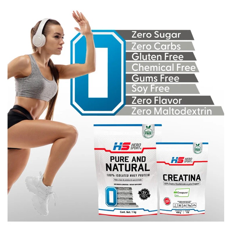 Hero Sport Proteina Pure And Natural 1 Kg 27gr De