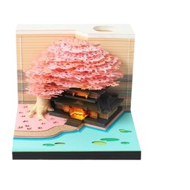 Time Piece Calendar - 2025 Desk Calendar with LED Light - 3D Calendar Paper Carving Art Memo Pad Notepad Gift for Christmas Housewarming Desktop Decoration (with Weekly Calendar & Light)