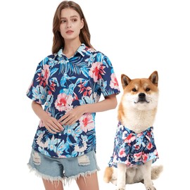 Jaynuier Dog Shirt Hawaii, Hawaiian Dog T-Shirts Style Floral Breathable Cool Clothes Owner and Pet Shirts are Sold Separately