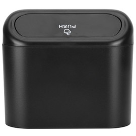 Tefola Mini Papelera Para Coche Papelera Colgante Portátil Papelera Negra Con Tapa Papelera De Plástico De Sobremesa Adecuada Para El Hogar, La Oficina, El Coche