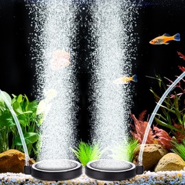 hygger Air Stone for Aquarium: Quiet High Dissolved Oxygen Diffuser Kit for Freshwater or Saltwater Fish Tank and Hydroponic Air Pump-Disc 2 x 2 Inch Air Bubble Stone 2 Packs