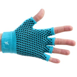ProsourceFit Grippy Yoga Gloves, One Size Fits All, Non-Slip Fingerless Design in Aqua
