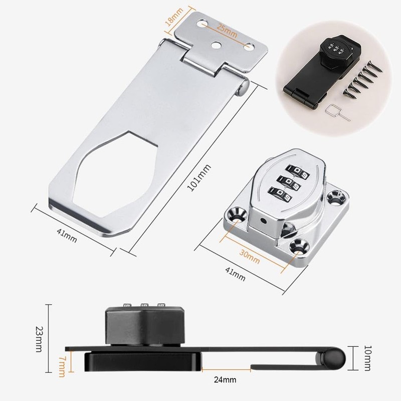 Mechanical Password Combination Rotary Hasp Latch Locks, Keyless Door Security