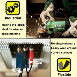 3 x A18443 Replacement for Dymo 18443 Rhino 9mm Vinyl Tape, Compatible Rhino Black on White Permanent Work with Dymo Rhino 4200 Label Tape 9mm x 5.5m Rhino 5200 6000 3000 1000 Label Maker