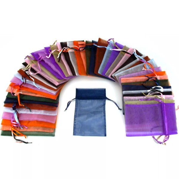FindingKing 48 Organza Drawstring Pouches Gift Bags Assorted Set