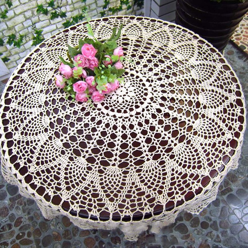 Crochet Lace Tablecloth Table Covers Hollow Knit Tablecloth Handmade Wedding