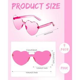 ZHANGBY 9 Pairs Heart Sunglasses Trendy Transparent Candy Color Party Hot Pink Glasses