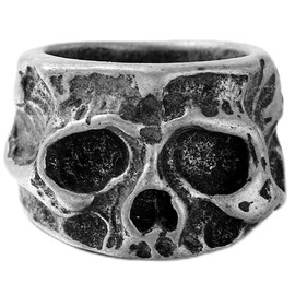 Stainless Steel Retro Vintage Antique Gothic Skull Death Biker Skeleton Cocktail Party Ring, Metal, Cubic Zirconia
