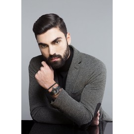 NAMANA Friendship Bracelet with Metal Beads for Him, Bead Bracelet with Adjustable Black Cord, Men's Bracelet in Steel Grey, Gunmetal Black, 14K Gold Plated or 14K Rose Gold Plated, Stainless Steel,