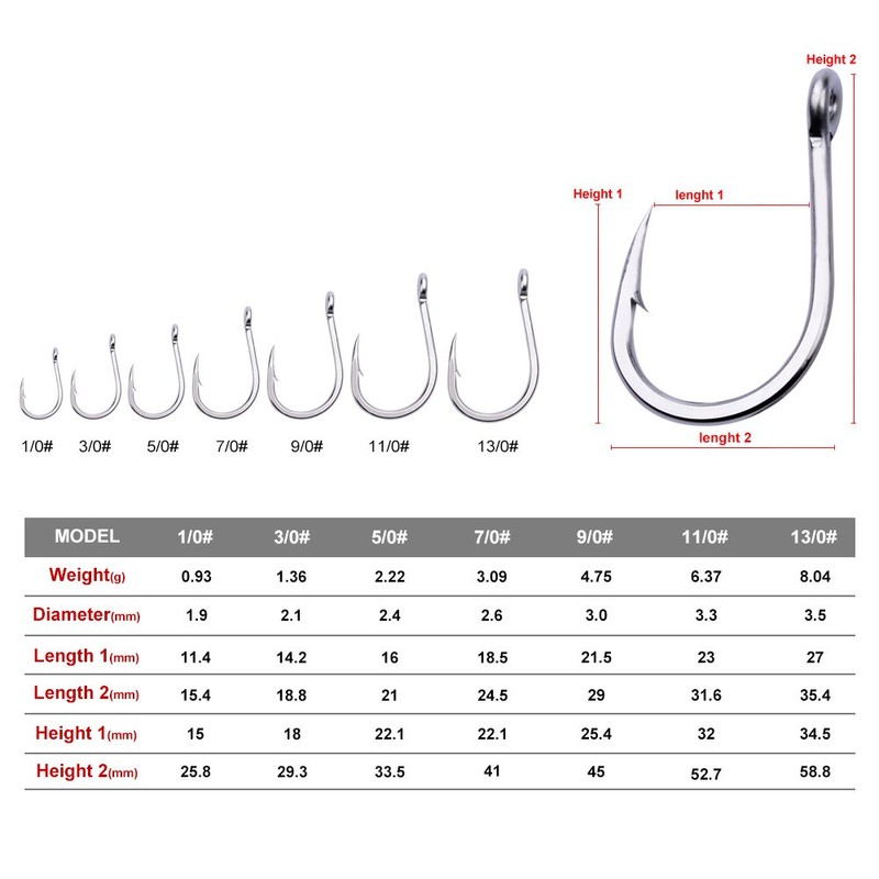 Proberos Fishing Hooks Extra Strong Stainless High Carbon Steel Jigging