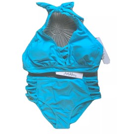 Nicole Miller Turquoise Studio High Waisted 2PC Bikini Swimsuit.SZ:8
