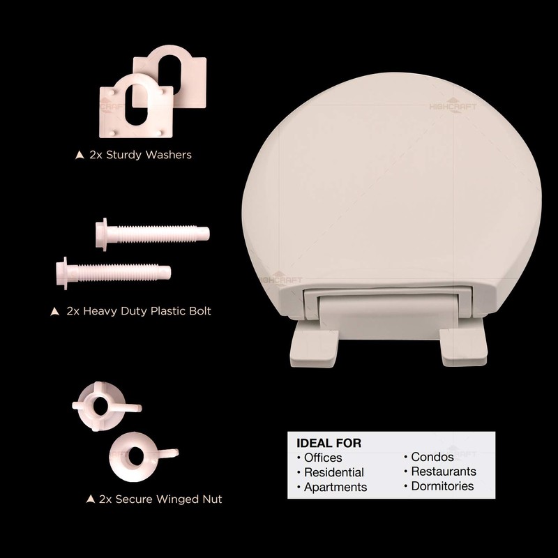 Highcraft B4TSPE Elongated Plastic Toilet Seat Slow Close ∙ Easy