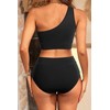 Black Women's One Shoulder Bikini Set High Waisted Bathing Suit