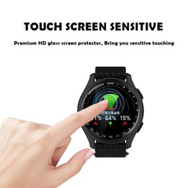 2 Pack Hard PC Cover Case Compatible for Garmin Approach S50,Watch Screen Protector Shell Built-in Tempered Glass Film Full Coverage (Black+Blue)