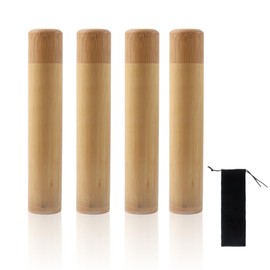 Klmnop 4 PCS Bamboo Scattering Urns for Human Ashes Adult, 7.48''x 1.42'' Small Scattering Tubes with Black Velvet Bag, Biodegradable Urns for Male Women Pet Dog Cat(Natural)