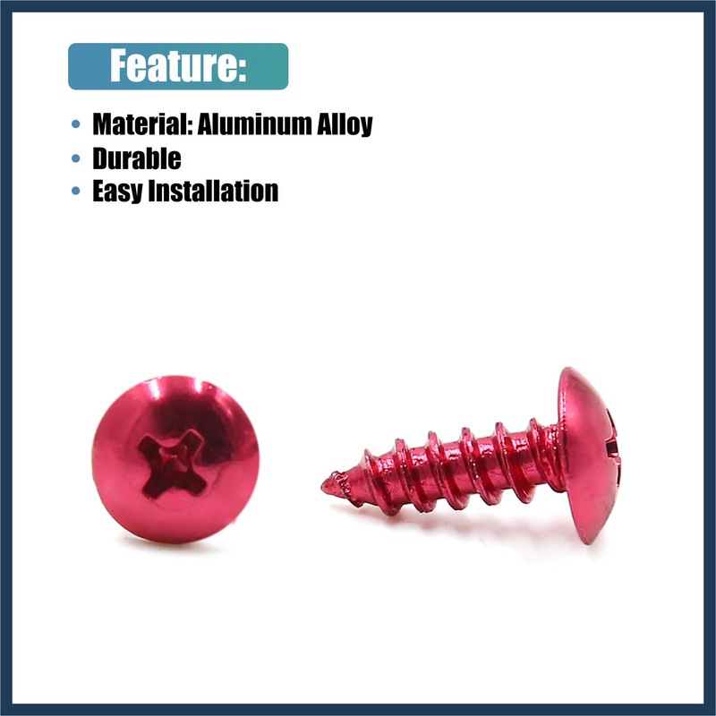 INFINAUTO 30pcs 5mm Red Motorcycle Cross Head Self Tapping Bolts