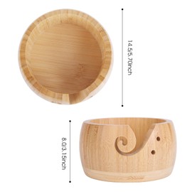 Large Yarn Bowl, Yeelua Wooden Yarn Bowl with Removable Lid, Handmade Knitting Wool Holder, Yarn Storage Bowl, Knitting Accessories(Rounded, Wood)