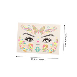 FRCOLOR 8pcs Waterproof Glitter Face Stickers for Women Neon Temporary Tattoo Decals for Parties Festivals and Nightclubs