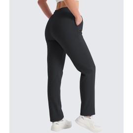 MAGCOMSEN Warm Pants for Women Sherpa Lined Sweatpants Fleece Pants Thick Outdoor Waterproof Pants Straight Leg Black, L