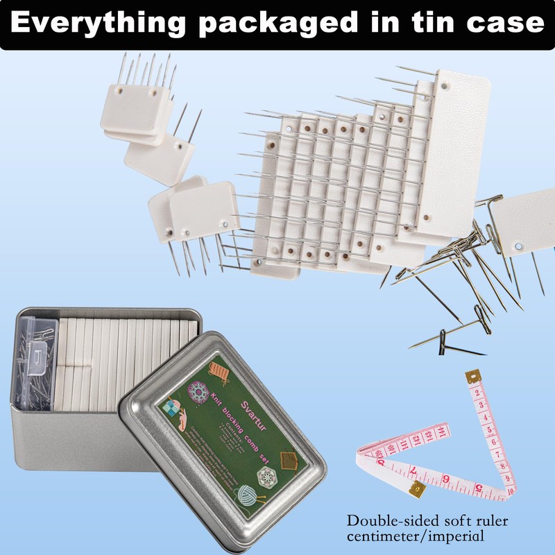 Svartur Knit Blocking Pins Kit, Includes 20 Knit Blocking Combs,