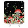 AMFD Mushroom Shower Curtain Strawberries Butterfly New Moon Stars Black
