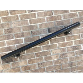 B52 Black Handrail Aluminum Stairs Kit 4 Ft and 1.97"diam, Includes 2 Wall Brackets.