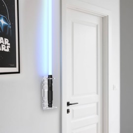 Light Saber Wall Mount Holder, Acrylic Saber Sword Stand Display, Vertical Wall Mounted Light Saber Display Rack Compatible with Most Hilts, Clear Base