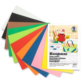 Ursus 8840099 Foam Rubber Intensive, 2 mm Thick, Approx. 20 x 30 cm, Foam Panels Assorted in 10 Colours, Kink-Resistant, Waterproof and Flexible, Ideal for Creative Crafts, Colourful
