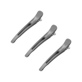 KISARG Duck Curl Hair Clip, Duck Curl Hairpin, Bangs Blocking, Men's and Women's, Professional Hairdresser Use, Non-Marking, Large 3-Piece Set, 4.5 Inches (11.5 cm), Gray