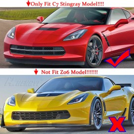 MQ For 14-19 Corvette C7 Stingray Front Lip+Winglets Gloss Black Z06 Stage 3 Style