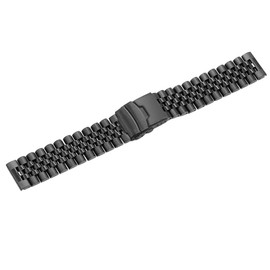 Juntan Watch Strap 20 mm 22 mm 24 mm for Men and Women 3D Five Rows Replacement Strap Metal Clasp Black/Silver, black, Classic bracelet