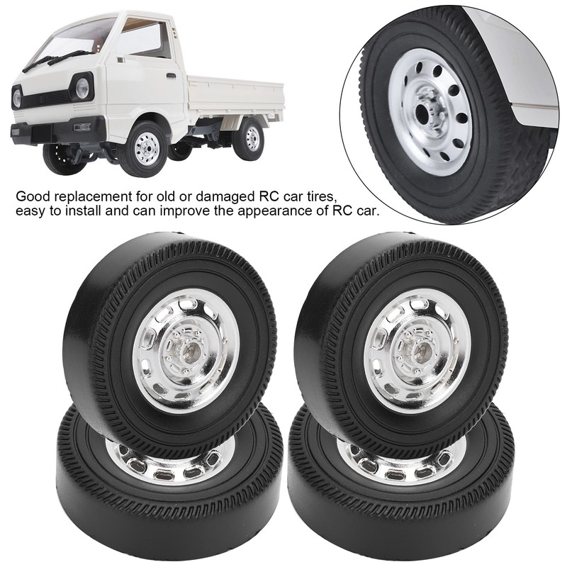 4Pcs Metal Drifting Rubber Wheel Tire Replacement Accessory for WPL