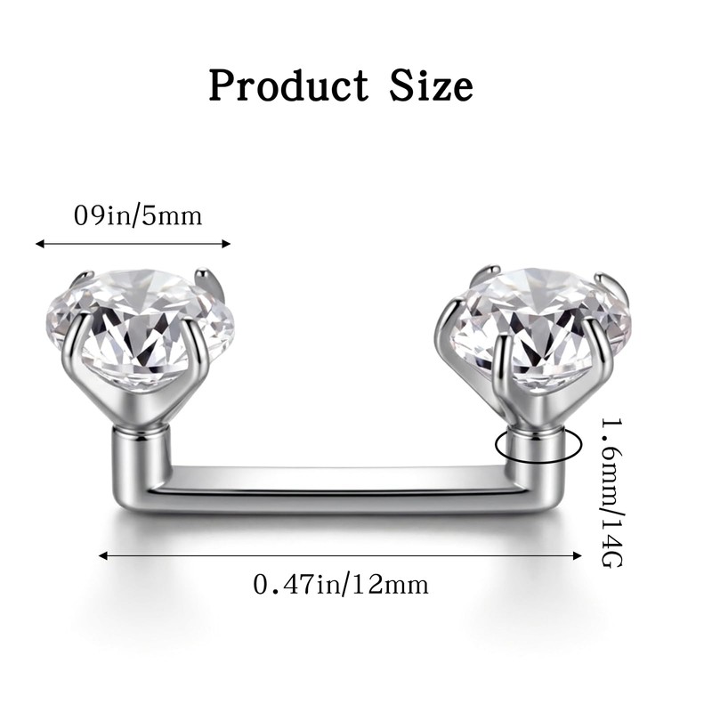 Gemoioio 14G Titanium Surface Barbell Internally Threaded Tragus