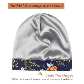 Satin Lined Headwear for Frizzy Hair Slap Slouchy Sleep Bonnets Star in Black