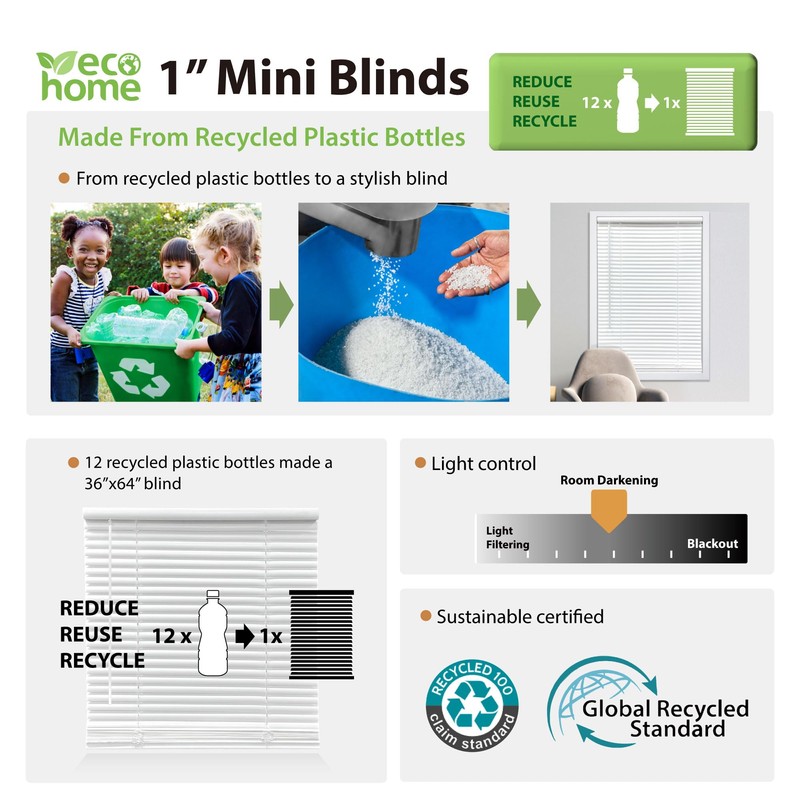 DEZ FURNISHINGS Cordless 1" Mini Blind, Room Darkening, 32" W