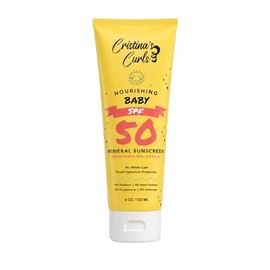 Cristina’s Curls Baby & Kids SPF 50 Mineral Sunscreen with Zinc Oxide – No White Cast, Plant-Based Formula with Broad Spectrum Protection – Gentle Face & Body Lotion for the Whole Family – 4 oz