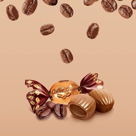 Roshen Coffeelike Caramel Candy, Coffee-Milky Filled, 2.2 lb (1kg) Bulk Pack, Soft Caramel with Natural Coffee Extract, Smooth Shell & Creamy Dairy Filling, Individually Wrapped Candies, Kosher, Halal pack of 2